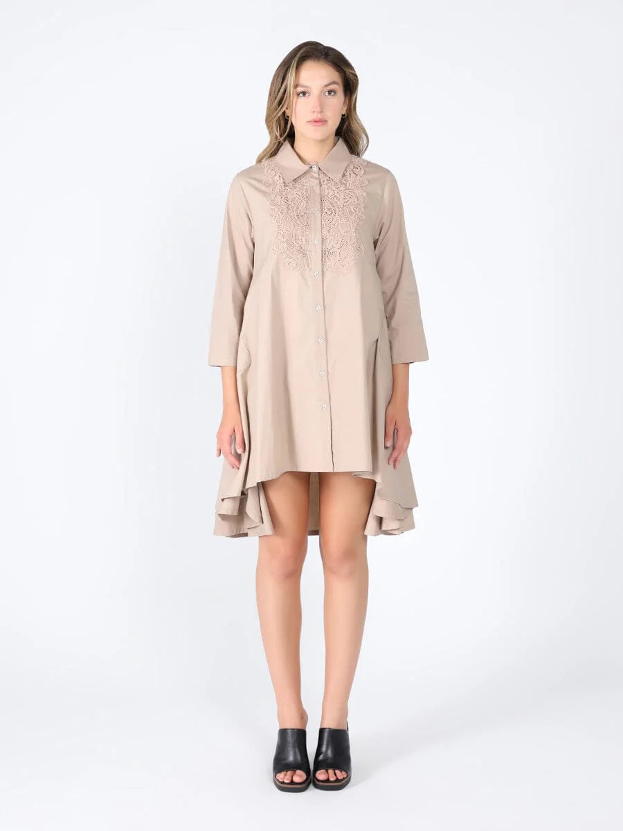 GRACIA-Low high front lace full sleeve dress – Tallulah Boutique PR