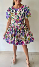 Load image into Gallery viewer, Floral Printed Puff Sleeves Cutout Back Mini Dress