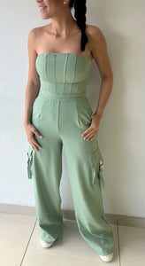 Bustier Top Cargo Jumpsuit