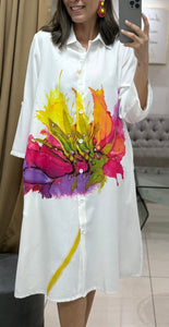 Watercolor Burton Down Shirt Dress