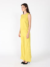 Load image into Gallery viewer, GRACIA-Crew Neck Sleeveless Side GoldenButton Design Top &amp; Pant Set