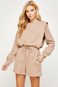 Top Stitched Long-Sleeve Romper