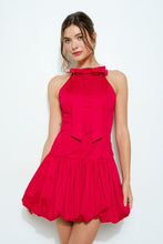Load image into Gallery viewer, Sleeveless Bow Neck Bubble Hem Mini Dress