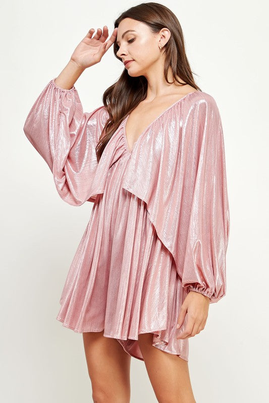 Metallic Shirred Romper