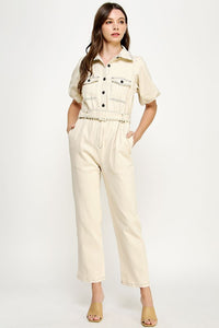 Cargo Top Stitch Jumpsuit