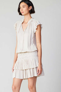 BEST SELLER-Pleated Mini Skirt and Flutter Sleeves Dress