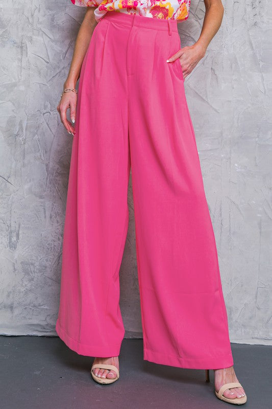 Wide Leg Pleated Pants