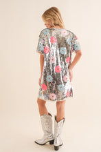 Load image into Gallery viewer, Sequin multi Flower T Shirt Mini Dress