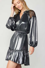 Load image into Gallery viewer, Gunmetal Mini Dress With Shoulder Lace