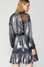 Load image into Gallery viewer, Gunmetal Mini Dress With Shoulder Lace