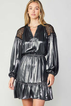 Load image into Gallery viewer, Gunmetal Mini Dress With Shoulder Lace