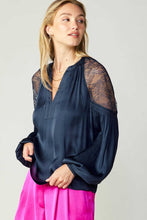 Load image into Gallery viewer, Lace Shoulder Split Neck Blouse