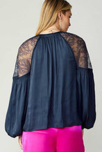 Load image into Gallery viewer, Lace Shoulder Split Neck Blouse