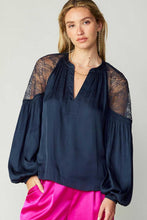 Load image into Gallery viewer, Lace Shoulder Split Neck Blouse