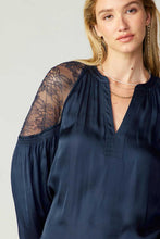 Load image into Gallery viewer, Lace Shoulder Split Neck Blouse