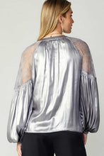 Load image into Gallery viewer, Metallic Lace Contrast Shoulder Top