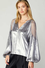 Load image into Gallery viewer, Metallic Lace Contrast Shoulder Top