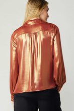 Load image into Gallery viewer, Long Sleeve Metallic Cowl Neck Blouse