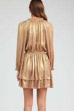 Load image into Gallery viewer, BEST SELLER-Metallic Golden Tiered Mini Dress