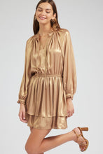 Load image into Gallery viewer, BEST SELLER-Metallic Golden Tiered Mini Dress