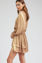 Load image into Gallery viewer, BEST SELLER-Metallic Golden Tiered Mini Dress