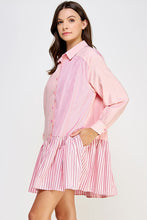 Load image into Gallery viewer, Mixed Stripe Mini Shirt Dress