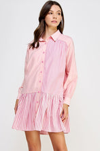 Load image into Gallery viewer, Mixed Stripe Mini Shirt Dress