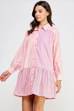 Load image into Gallery viewer, Mixed Stripe Mini Shirt Dress