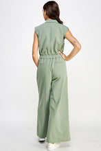 Load image into Gallery viewer, Shoulder Padded Sleeveless Tailored Jumpsuit