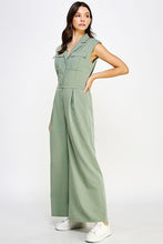 Load image into Gallery viewer, Shoulder Padded Sleeveless Tailored Jumpsuit