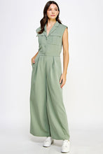 Load image into Gallery viewer, Shoulder Padded Sleeveless Tailored Jumpsuit