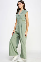 Load image into Gallery viewer, Shoulder Padded Sleeveless Tailored Jumpsuit