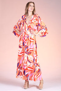 Blooming Lily Kimono Maxi Dress