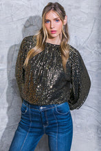 Load image into Gallery viewer, Bubble Sleeve Sequin Top