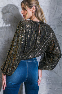 Bubble Sleeve Sequin Top