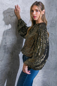 Bubble Sleeve Sequin Top