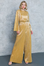 Load image into Gallery viewer, Satin Glow Wide Leg and Sleeve Jumpsuit