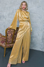 Load image into Gallery viewer, Satin Glow Wide Leg and Sleeve Jumpsuit