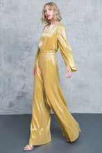 Load image into Gallery viewer, Satin Glow Wide Leg and Sleeve Jumpsuit