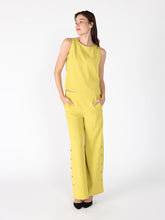 Load image into Gallery viewer, GRACIA-Crew Neck Sleeveless Side GoldenButton Design Top &amp; Pant Set