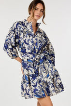 Load image into Gallery viewer, Floral Print Bubble Sleeve High Neck Dress