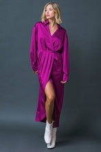 Load image into Gallery viewer, Long Sleeve Satin Slit Mona Dress