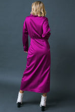 Load image into Gallery viewer, Long Sleeve Satin Slit Mona Dress