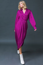 Load image into Gallery viewer, Long Sleeve Satin Slit Mona Dress