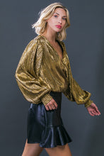 Load image into Gallery viewer, Surplice Metallic Oversized  Bodysuit