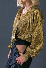 Load image into Gallery viewer, Surplice Metallic Oversized  Bodysuit