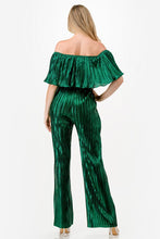 Load image into Gallery viewer, Metallic Off Shoulder Jumpsuit