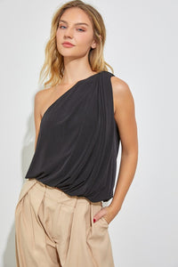 Pleated One Shoulder Top