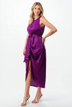 Load image into Gallery viewer, Satin Midi Dress with Center Slit