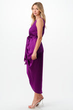 Load image into Gallery viewer, Satin Midi Dress with Center Slit